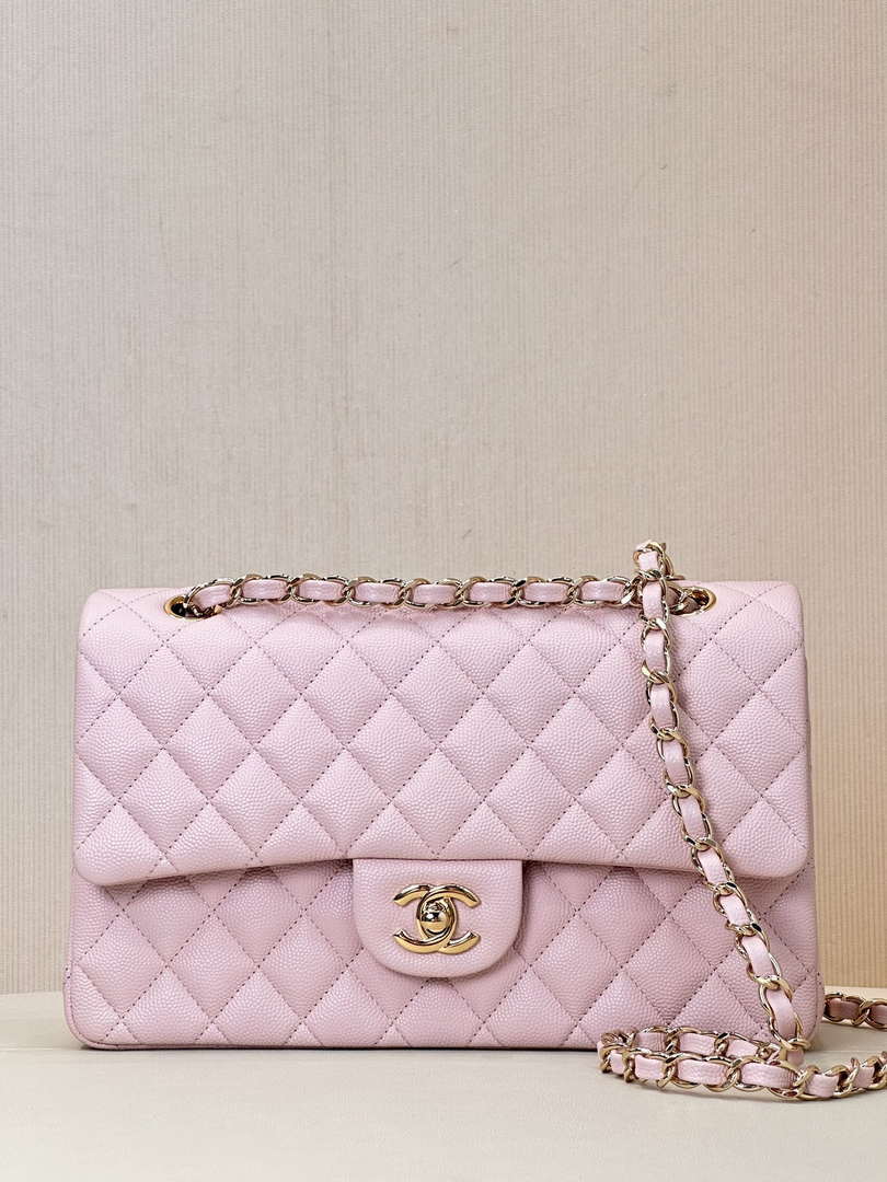 Chanel A01112 Flap Classic 11.12 Handbag Calfskin Gold Light Pink