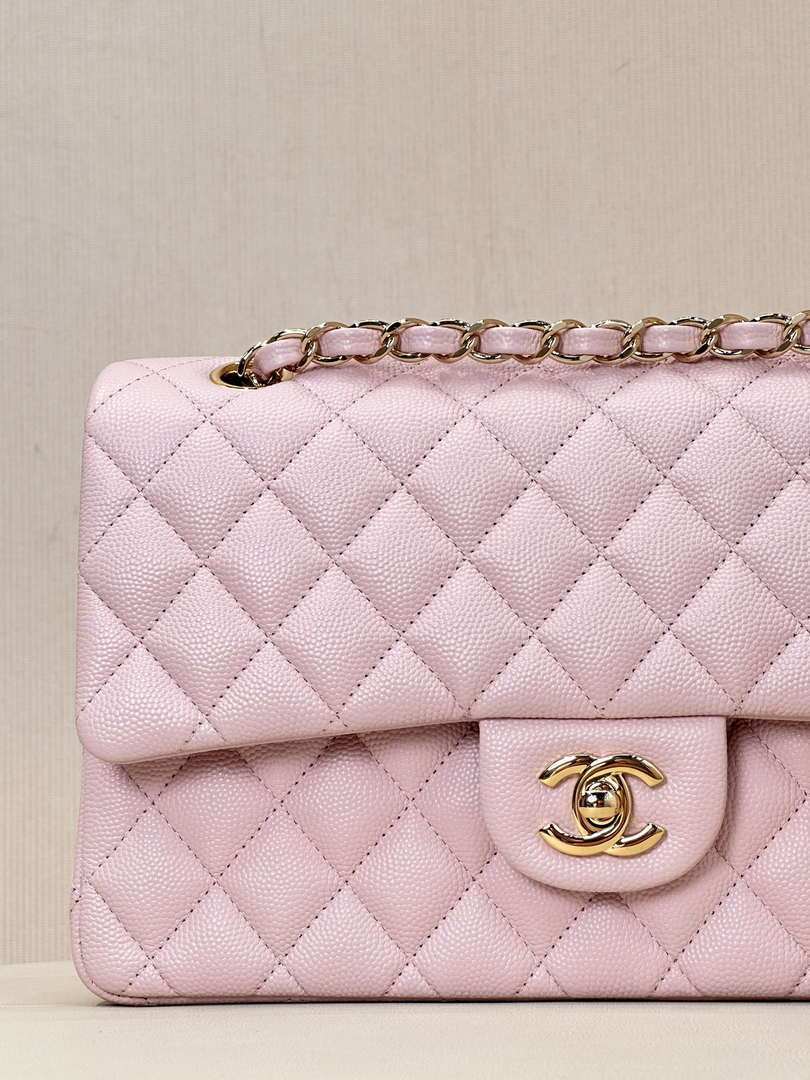 Chanel A01112 Flap Classic 11.12 Handbag Calfskin Gold Light Pink
