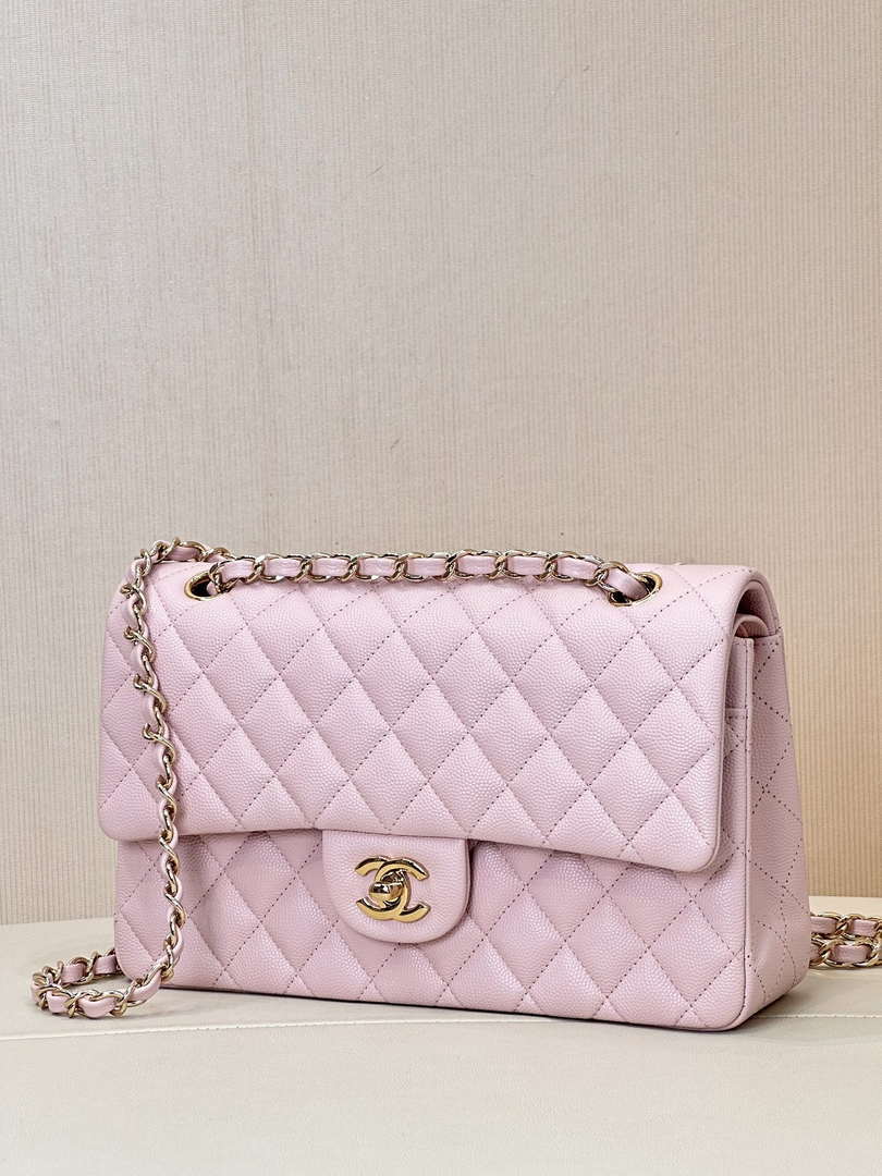 Chanel A01112 Flap Classic 11.12 Handbag Calfskin Gold Light Pink