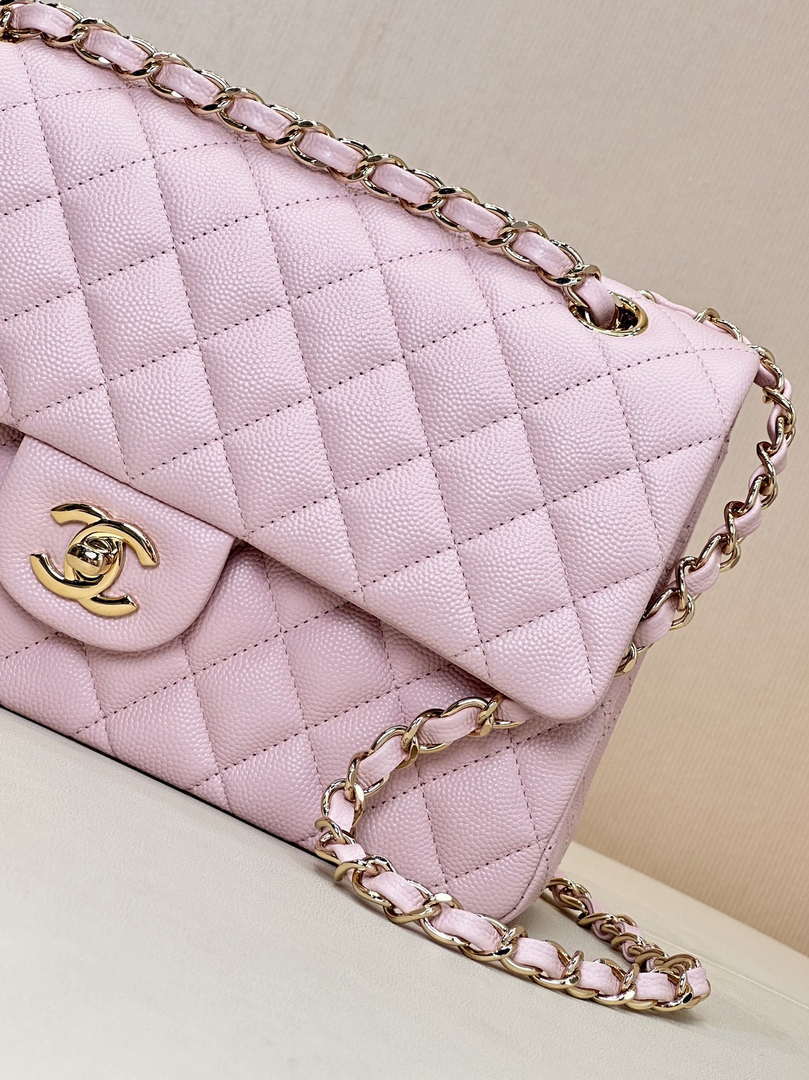 Chanel A01112 Flap Classic 11.12 Handbag Calfskin Gold Light Pink