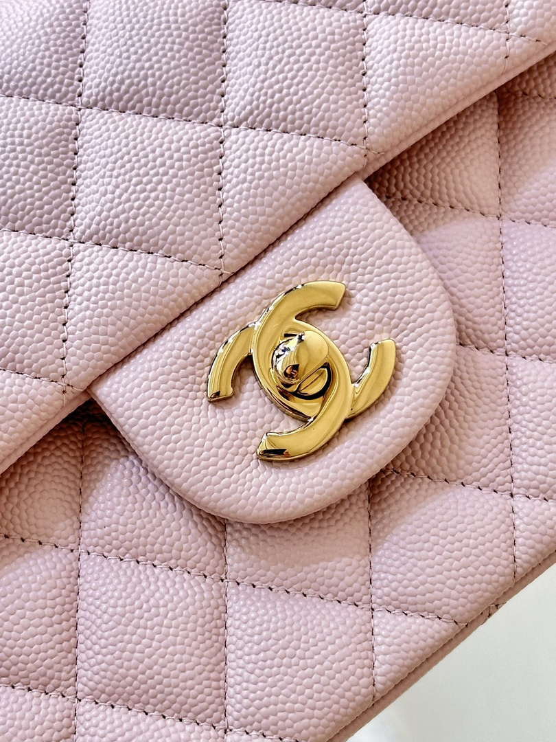 Chanel A01112 Flap Classic 11.12 Handbag Calfskin Gold Light Pink