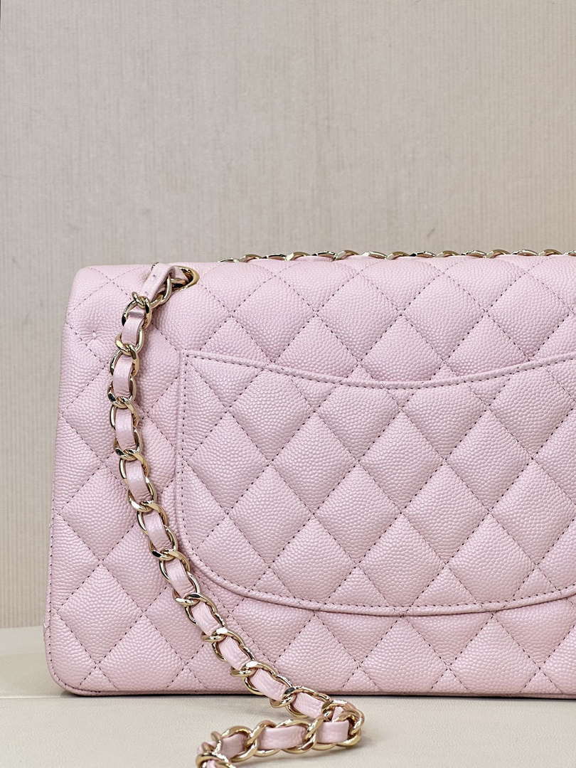 Chanel A01112 Flap Classic 11.12 Handbag Calfskin Gold Light Pink