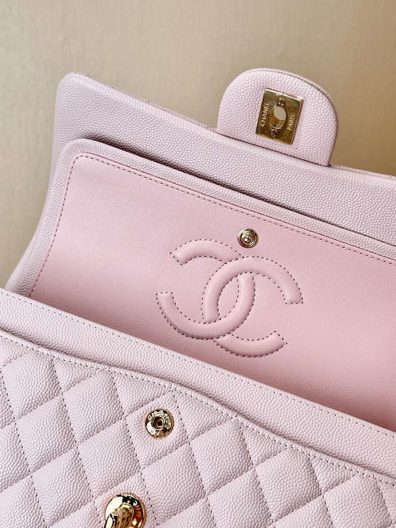 Chanel A01112 Flap Classic 11.12 Handbag Calfskin Gold Light Pink