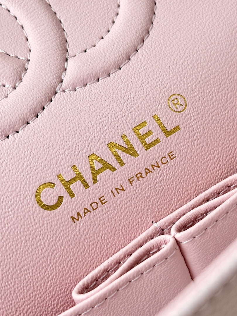 Chanel A01112 Flap Classic 11.12 Handbag Calfskin Gold Light Pink