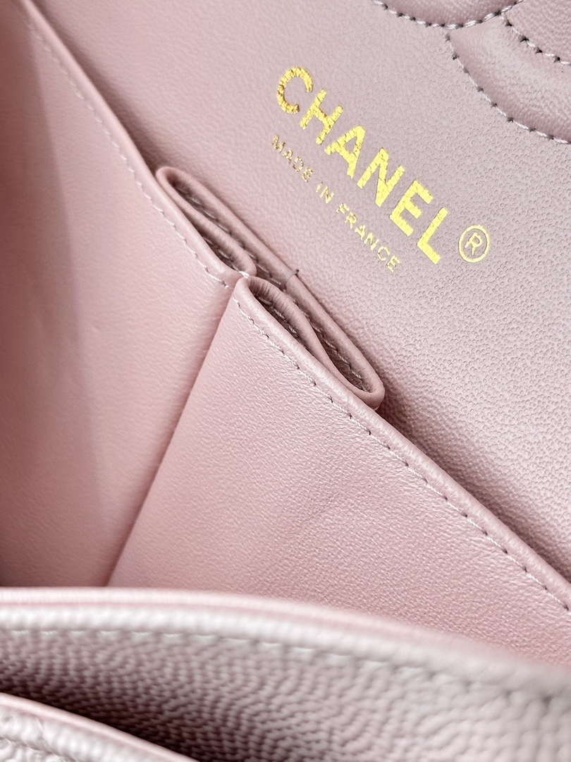 Chanel A01112 Flap Classic 11.12 Handbag Calfskin Gold Light Pink