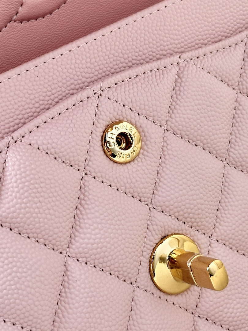 Chanel A01112 Flap Classic 11.12 Handbag Calfskin Gold Light Pink