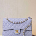 Chanel A01112 Flap Classic 11.12 Handbag Calfskin & Gold-Tone Metal Light Purple - Default Title - View 1