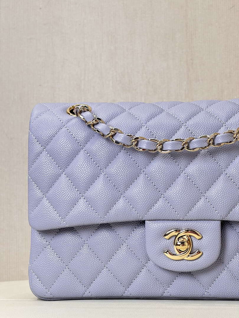 Chanel A01112 Flap Classic 11.12 Handbag Calfskin & Gold-Tone Metal Light Purple