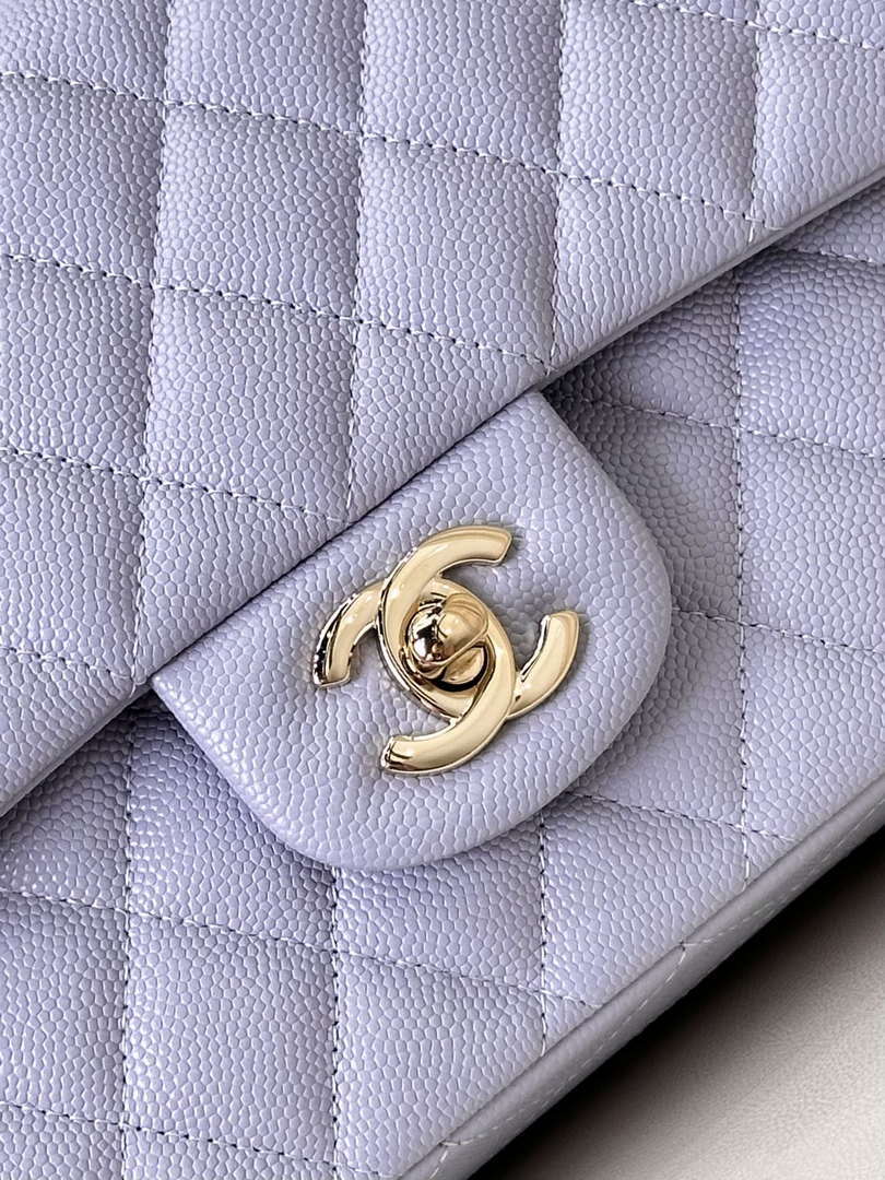 Chanel A01112 Flap Classic 11.12 Handbag Calfskin & Gold-Tone Metal Light Purple