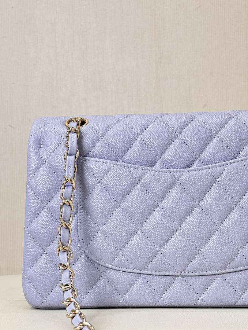 Chanel A01112 Flap Classic 11.12 Handbag Calfskin & Gold-Tone Metal Light Purple
