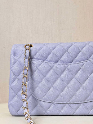 Chanel A01112 Flap Classic 11.12 Handbag Calfskin & Gold-Tone Metal Light Purple - Default Title - View 7