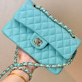 Chanel A01112 Flap Classic 11.12 Handbag Calfskin Gold Sky Blue - Default Title - View 1