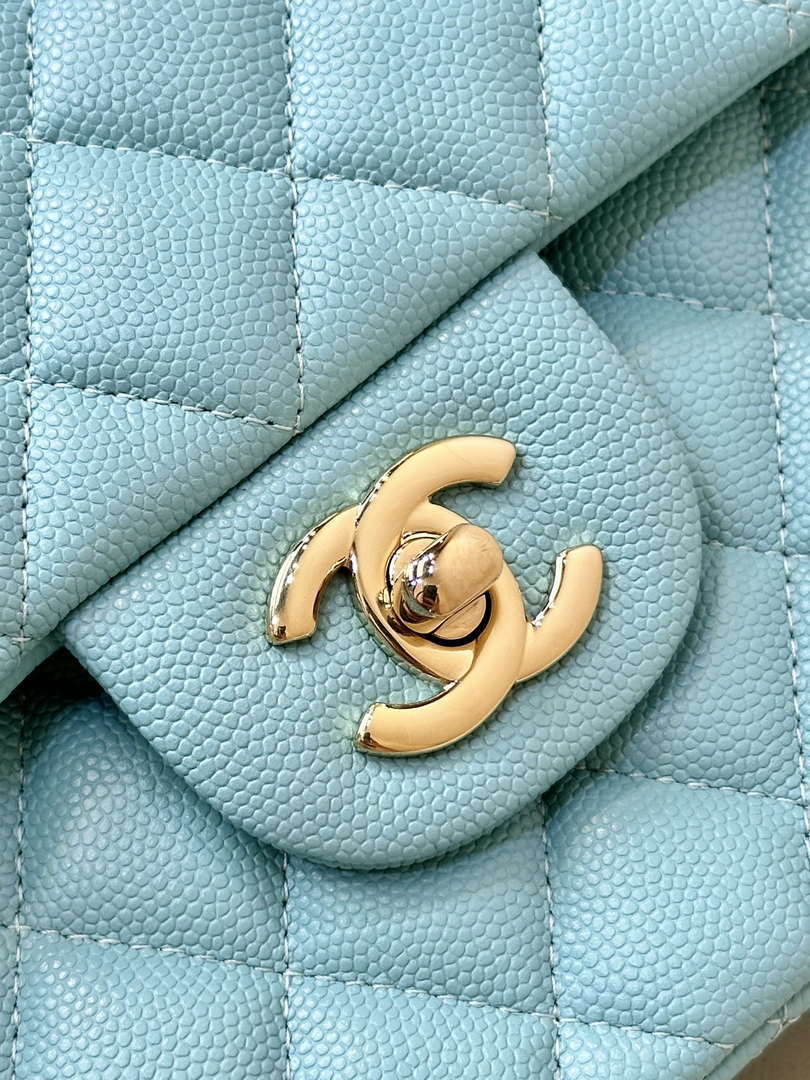 Chanel A01112 Flap Classic 11.12 Handbag Calfskin Gold Sky Blue - Default Title - View 2