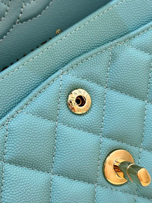 Chanel A01112 Flap Classic 11.12 Handbag Calfskin Gold Sky Blue - Default Title - View 4