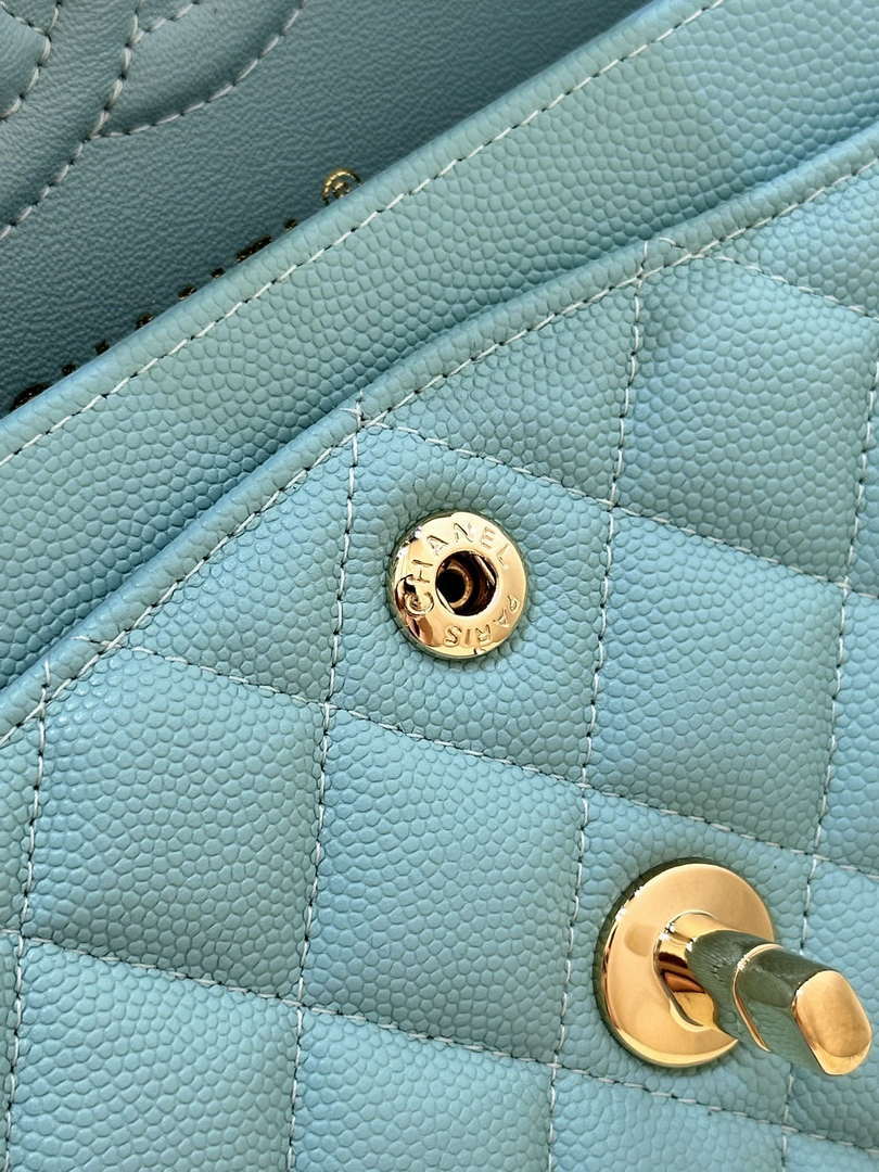 Chanel A01112 Flap Classic 11.12 Handbag Calfskin Gold Sky Blue - Default Title - View 4