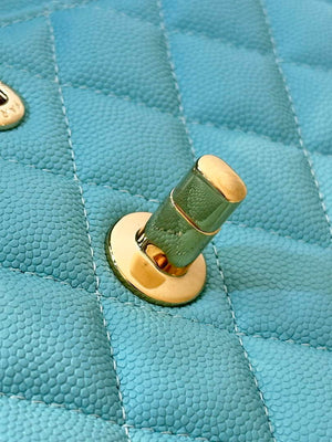 Chanel A01112 Flap Classic 11.12 Handbag Calfskin Gold Sky Blue - Default Title - View 5