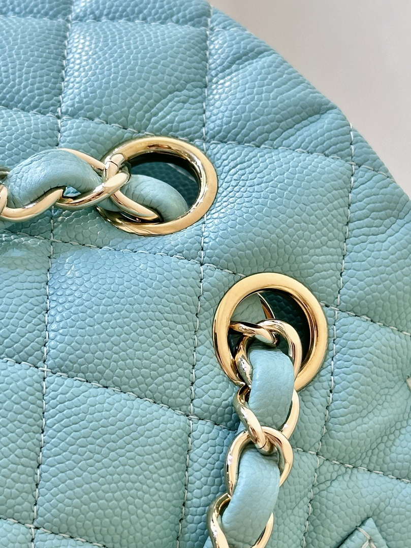 Chanel A01112 Flap Classic 11.12 Handbag Calfskin Gold Sky Blue