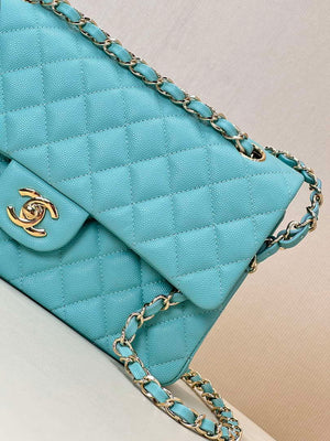 Chanel A01112 Flap Classic 11.12 Handbag Calfskin Gold Sky Blue - Default Title - View 14