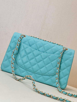Chanel A01112 Flap Classic 11.12 Handbag Calfskin Gold Sky Blue - Default Title - View 16