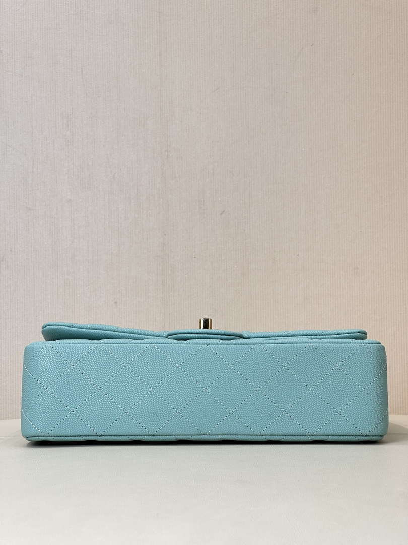 Chanel A01112 Flap Classic 11.12 Handbag Calfskin Gold Sky Blue