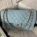 Chanel A01112 Flap Classic 11.12 Handbag Calfskin & Gold-Tone Metal Lake Blue - Default Title - View 1