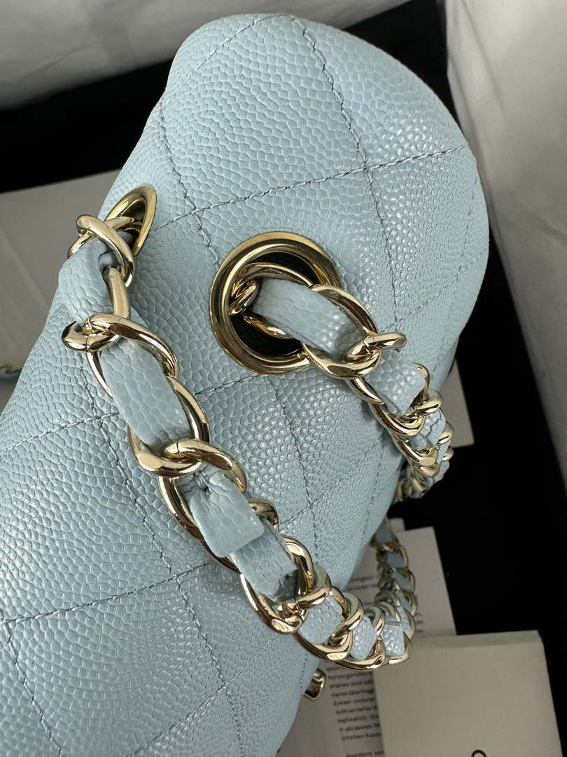 Chanel A01112 Flap Classic 11.12 Handbag Calfskin & Gold-Tone Metal Lake Blue