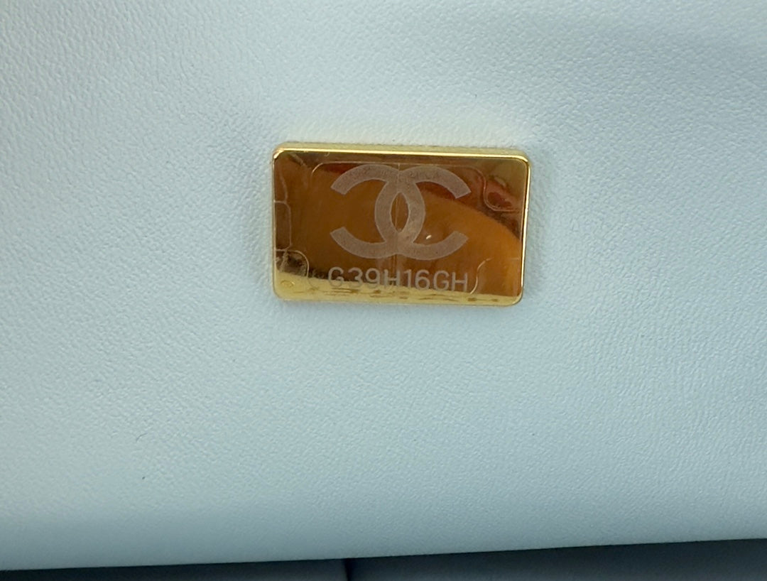 Chanel A01112 Flap Classic 11.12 Handbag Calfskin & Gold-Tone Metal Lake Blue