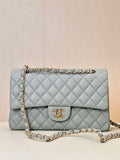 Chanel A01112 Flap Classic 11.12 Handbag Calfskin & Gold-Tone Metal Gray
