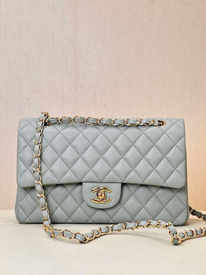 Chanel A01112 Flap Classic 11.12 Handbag Calfskin & Gold-Tone Metal Gray - Default Title - View 1
