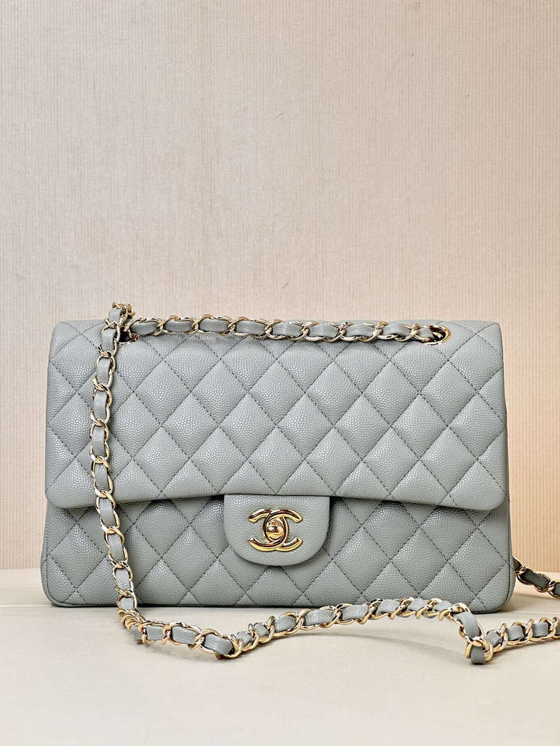 Chanel A01112 Flap Classic 11.12 Handbag Calfskin & Gold-Tone Metal Gray