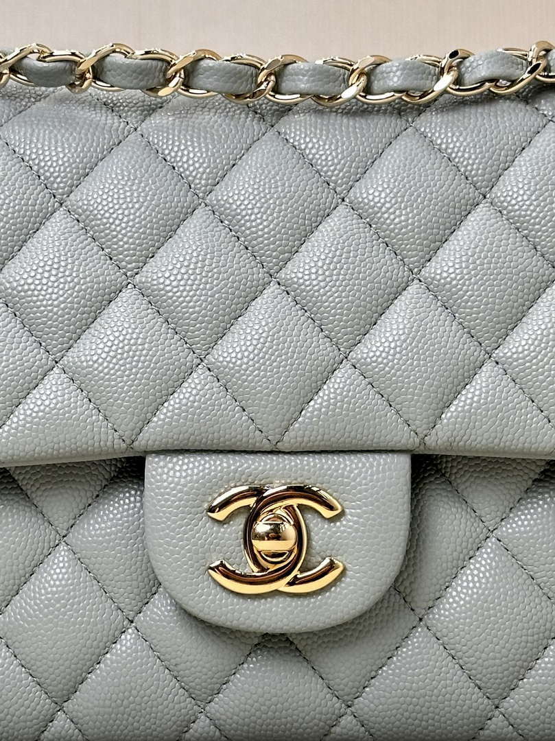Chanel A01112 Flap Classic 11.12 Handbag Calfskin & Gold-Tone Metal Gray