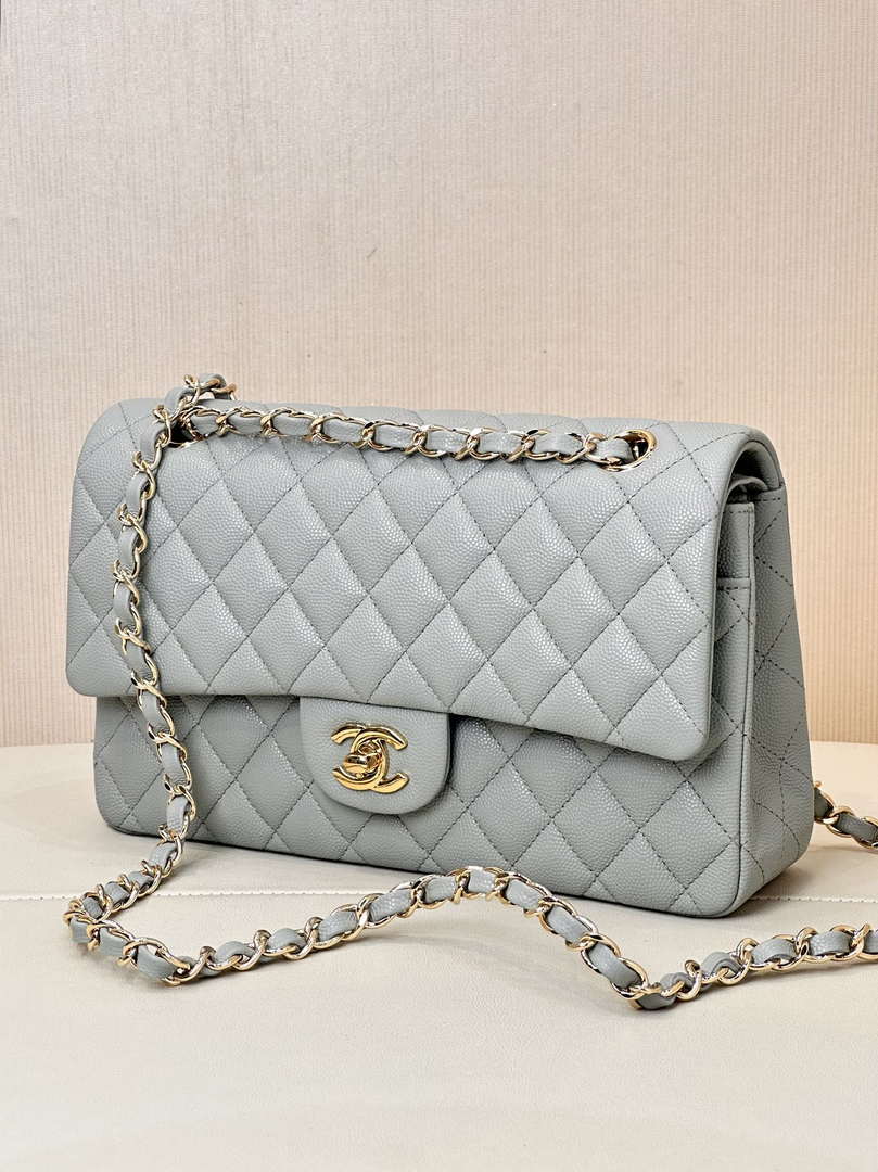 Chanel A01112 Flap Classic 11.12 Handbag Calfskin & Gold-Tone Metal Gray