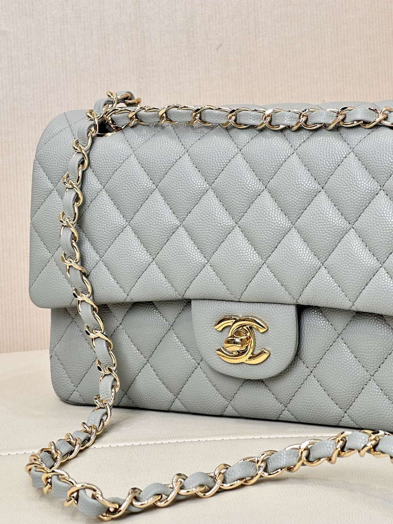Chanel A01112 Flap Classic 11.12 Handbag Calfskin & Gold-Tone Metal Gray