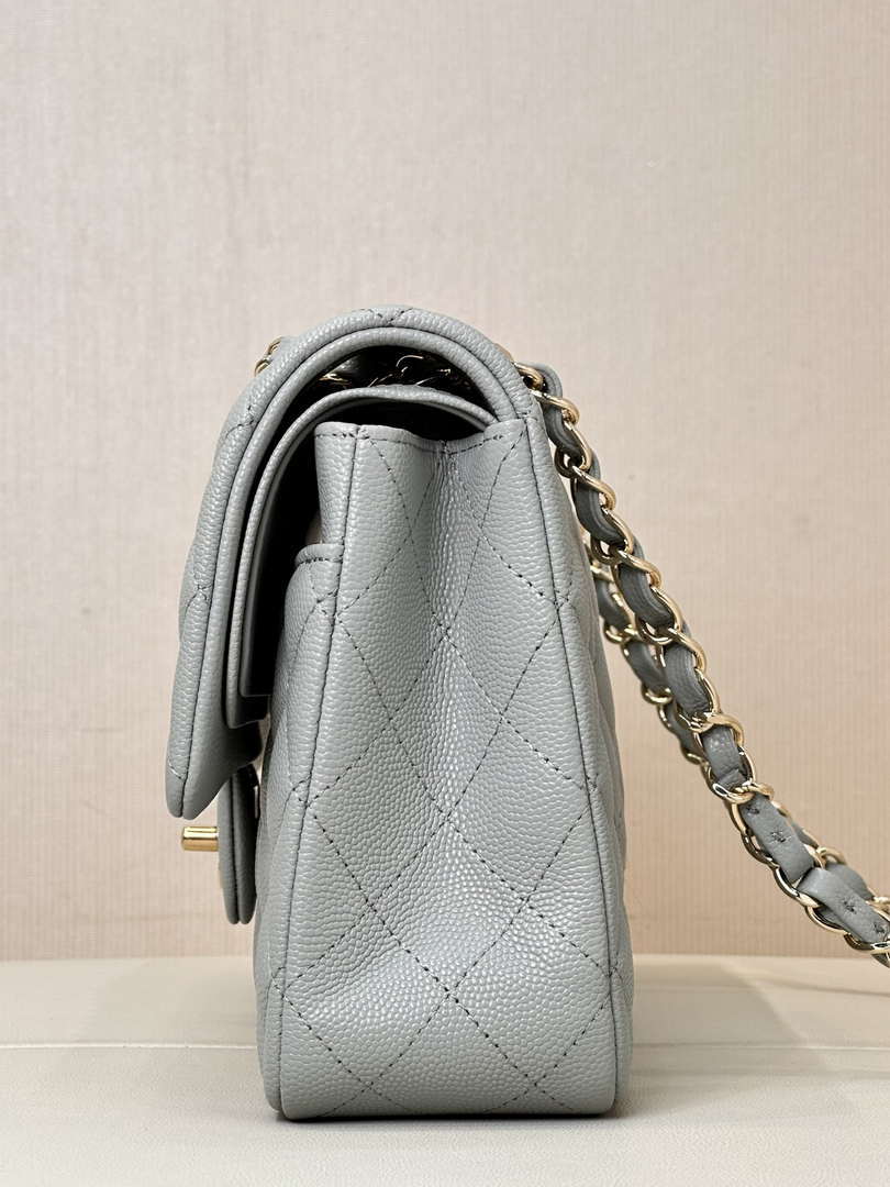 Chanel A01112 Flap Classic 11.12 Handbag Calfskin & Gold-Tone Metal Gray