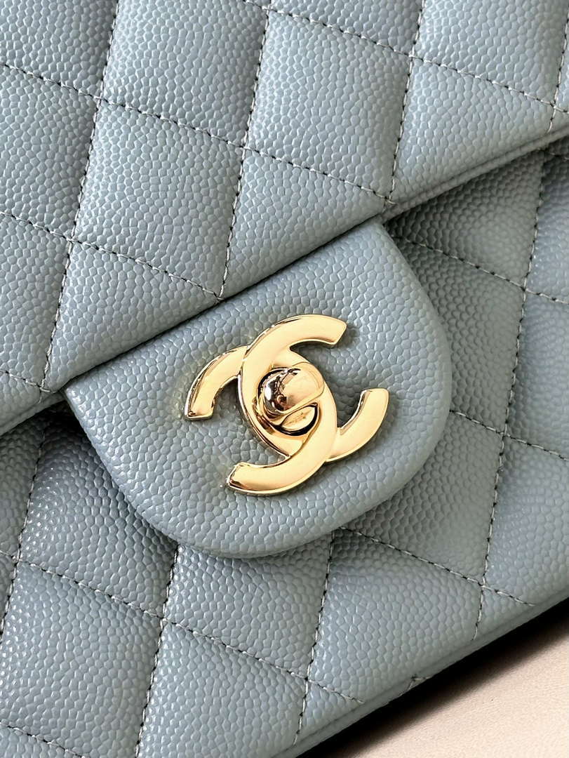 Chanel A01112 Flap Classic 11.12 Handbag Calfskin & Gold-Tone Metal Gray Blue - Default Title - View 5