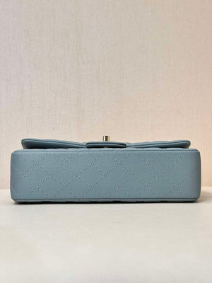 Chanel A01112 Flap Classic 11.12 Handbag Calfskin & Gold-Tone Metal Gray Blue - Default Title - View 9