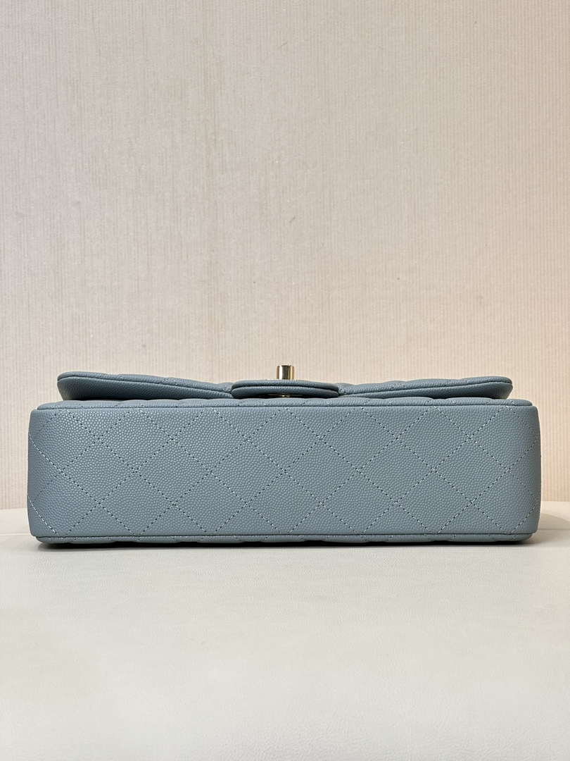Chanel A01112 Flap Classic 11.12 Handbag Calfskin & Gold-Tone Metal Gray Blue
