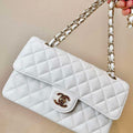 Chanel A01112 Flap Classic 11.12 Handbag Calfskin Gold Tone Metal White - Default Title - View 1