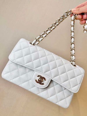 Chanel A01112 Flap Classic 11.12 Handbag Calfskin Gold Tone Metal White - Default Title - View 1