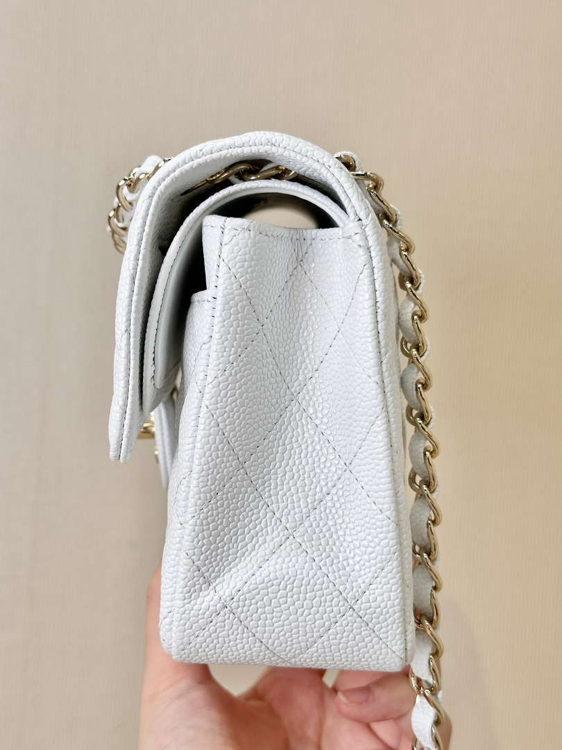 Chanel A01112 Flap Classic 11.12 Handbag Calfskin Gold Tone Metal White - Default Title - View 4