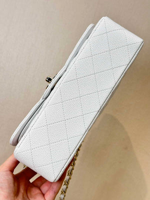 Chanel A01112 Flap Classic 11.12 Handbag Calfskin Gold Tone Metal White - Default Title - View 9