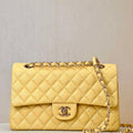 Chanel A01112 Flap Classic 11.12 Handbag Calfskin & Gold-Tone Metal Yellow - Default Title - View 1
