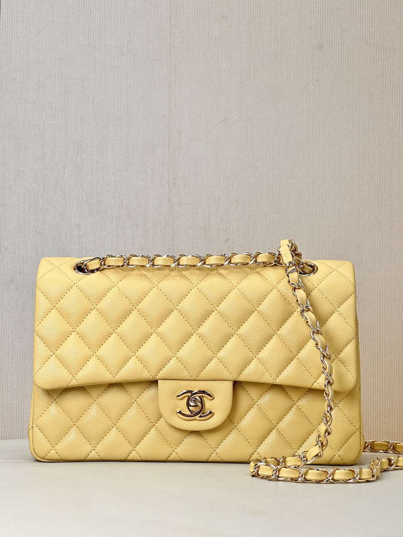 Chanel A01112 Flap Classic 11.12 Handbag Calfskin & Gold-Tone Metal Yellow