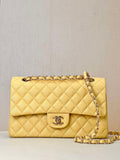 Chanel A01112 Flap Classic 11.12 Handbag Calfskin & Gold-Tone Metal Yellow