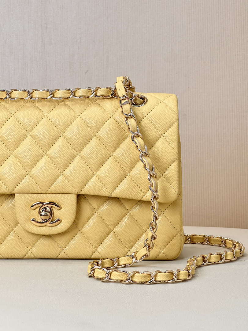 Chanel A01112 Flap Classic 11.12 Handbag Calfskin & Gold-Tone Metal Yellow