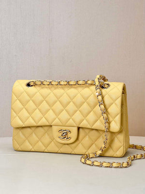 Chanel A01112 Flap Classic 11.12 Handbag Calfskin & Gold-Tone Metal Yellow - Default Title - View 4