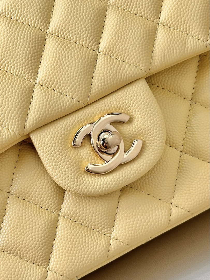 Chanel A01112 Flap Classic 11.12 Handbag Calfskin & Gold-Tone Metal Yellow