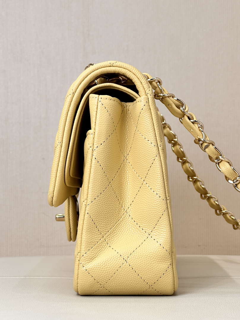 Chanel A01112 Flap Classic 11.12 Handbag Calfskin & Gold-Tone Metal Yellow