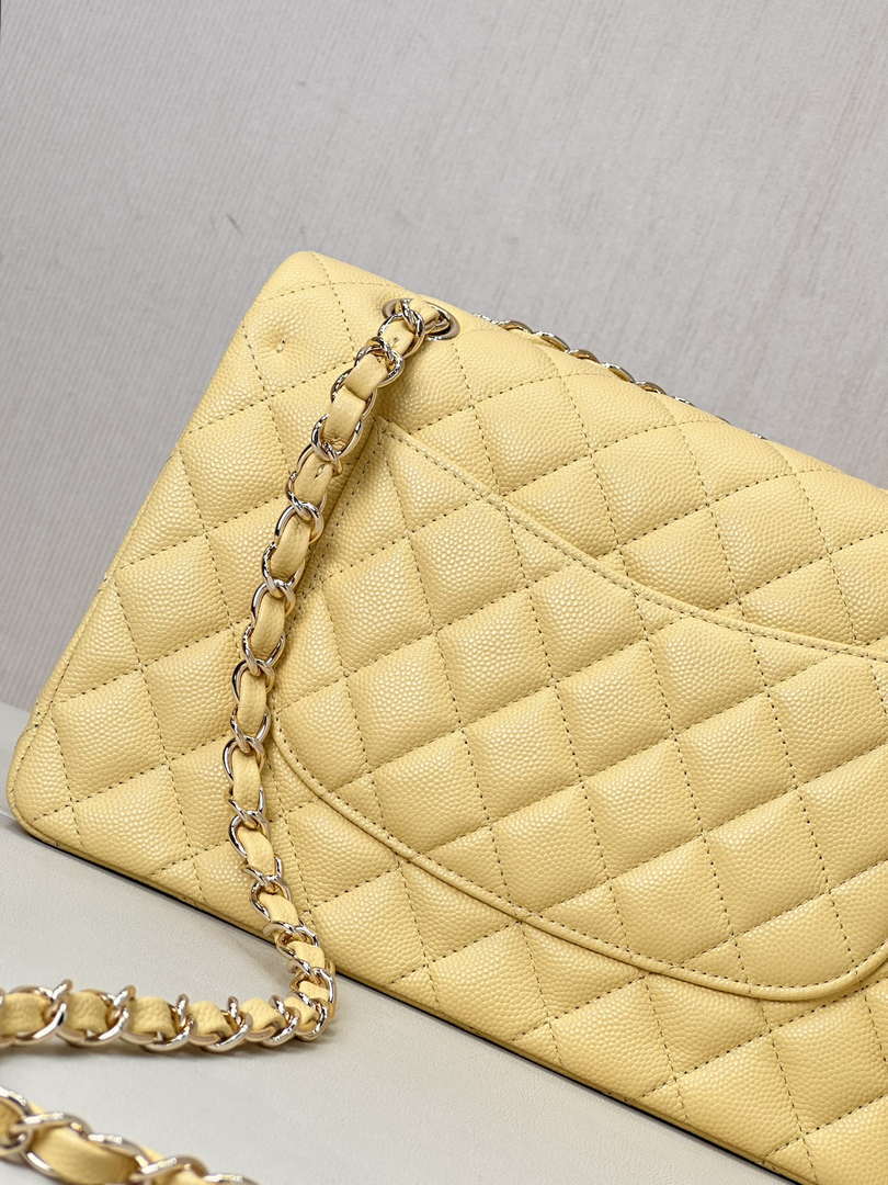 Chanel A01112 Flap Classic 11.12 Handbag Calfskin & Gold-Tone Metal Yellow