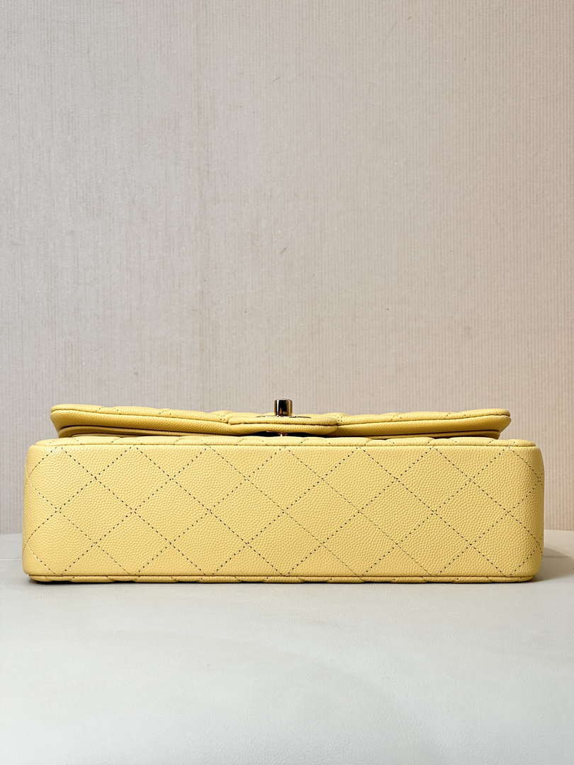 Chanel A01112 Flap Classic 11.12 Handbag Calfskin & Gold-Tone Metal Yellow
